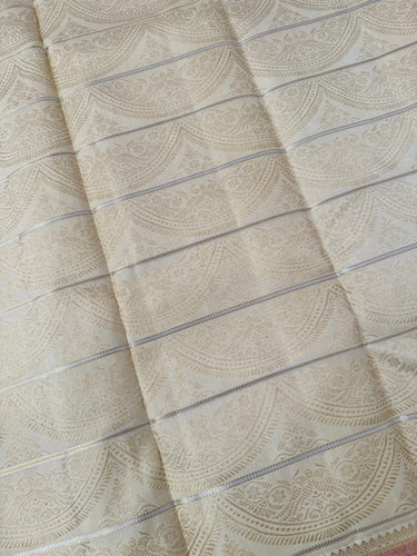 Exclusive Kanchivaram Designer Pure Silk Pure Zari Silk Saree | Beige & Gold | Handwoven | Ships from California